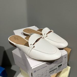 White slip on shoes loafers